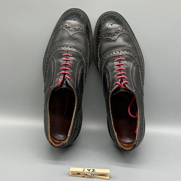 Allen Edmonds McTavish Men\'s Size 8 Oxford Wingtip Dress Shoes Black Red Laces main image 2